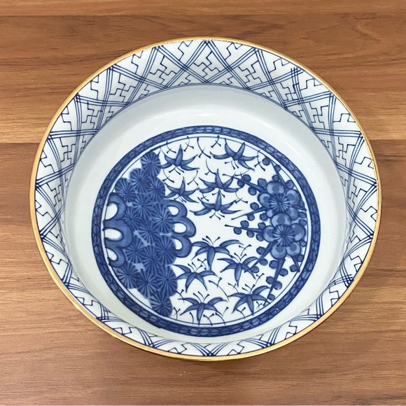 Vintage Shibata Toki Japan Hand Painted Porcelain Vibrant Orange & Blue 8” Bowl - Picture 5 of 14